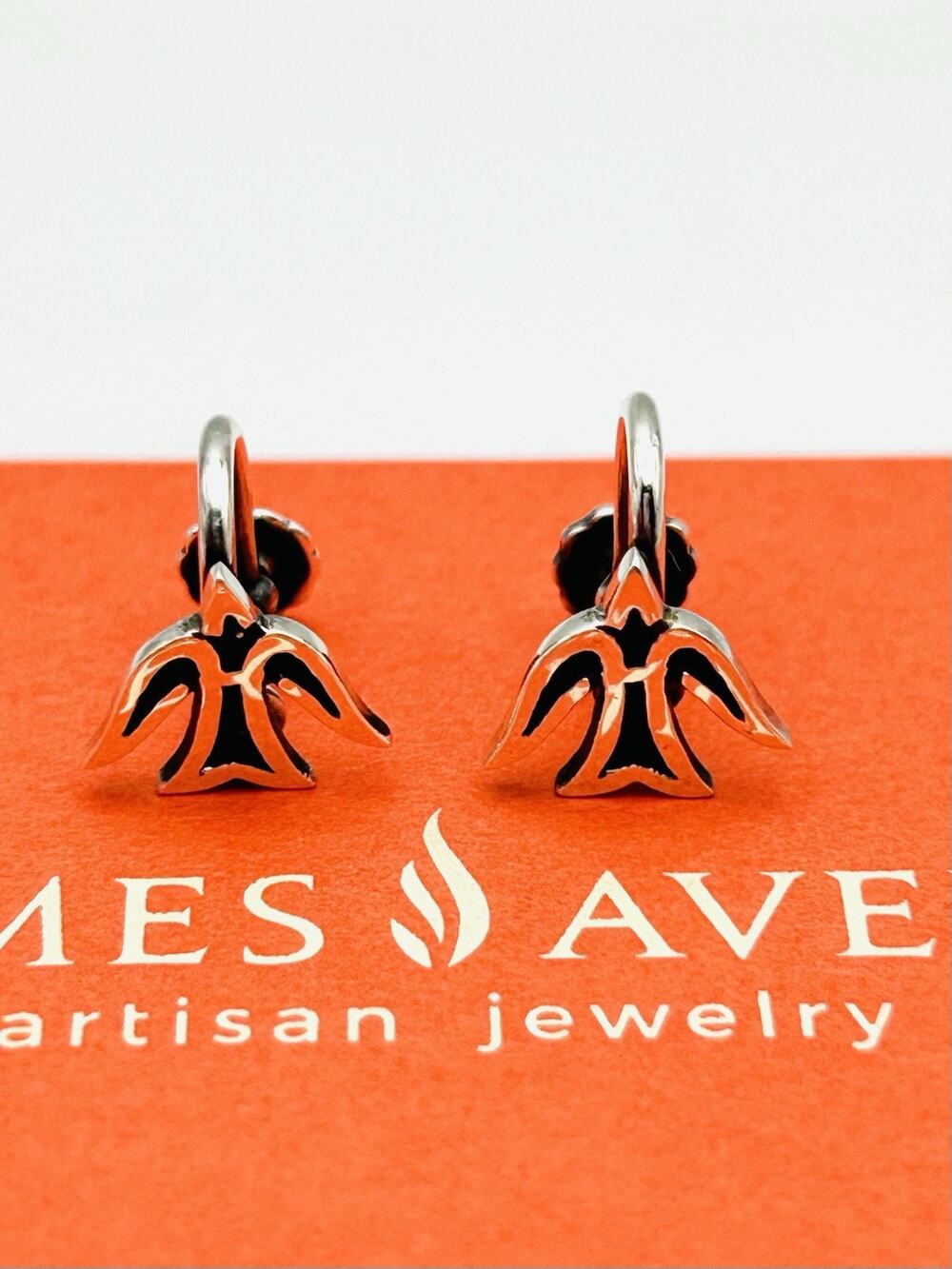 James Avery Retired 925 Sterling Silver Descending Dove Screw Back Earrings RARE